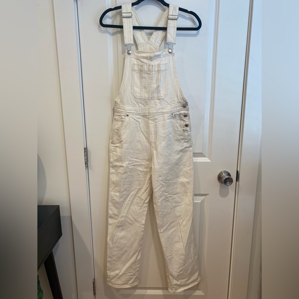 white Denim Overalls
